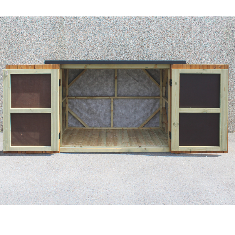 armoire de jardin en bois double porte grande ouverte