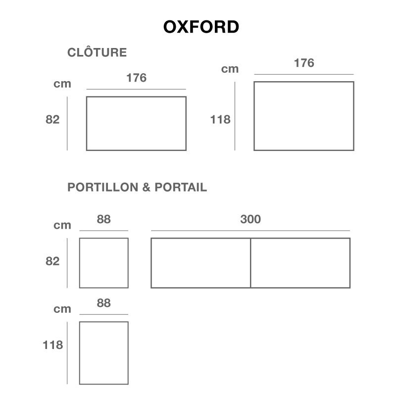 Plan portail battant en bois 300 x 82 cm - Oxford
