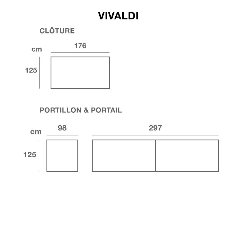 Plan portail battant en bois 297 x 125 cm - Vivaldi