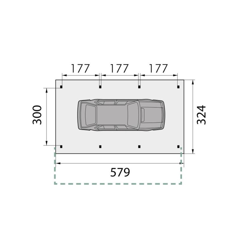 Plan Carport 1 voiture indépendant ouvert KA13