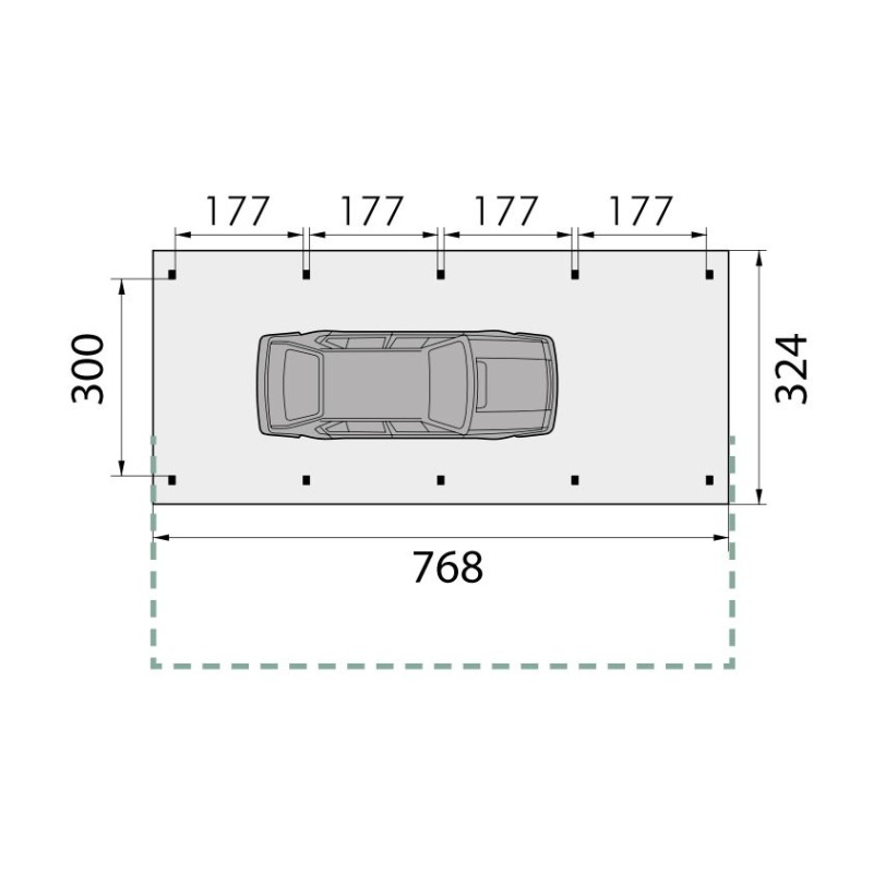 Plan Carport 1 voiture indépendant ouvert KA14