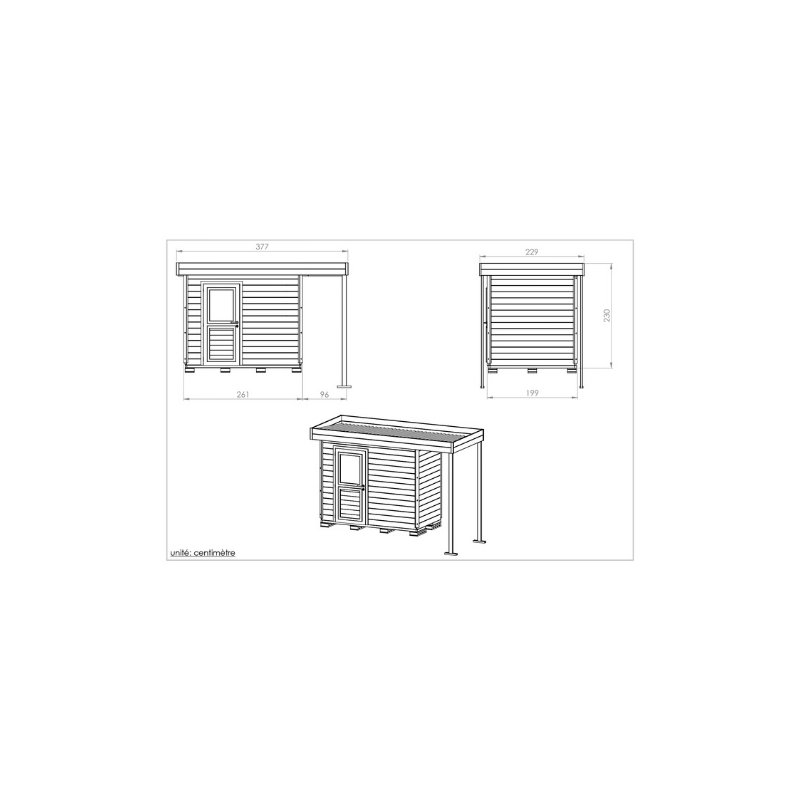 plan abri de jardin toit plat 260 x 200 4,68m2