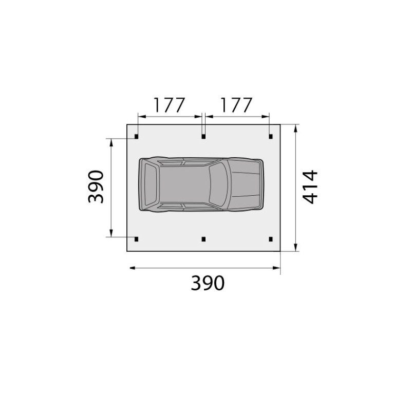 Plan Carport 1 voiture + espace vélos indépendant ouvert KA12L