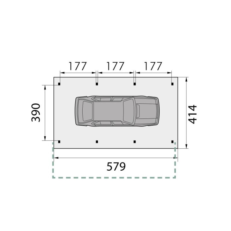 Plan Carport 1 voiture + espace vélos indépendant ouvert KA13L