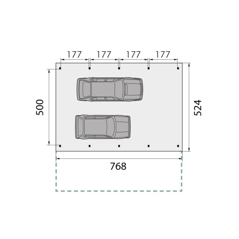 Plan de Carport 2 places indépendant ouvert KA24