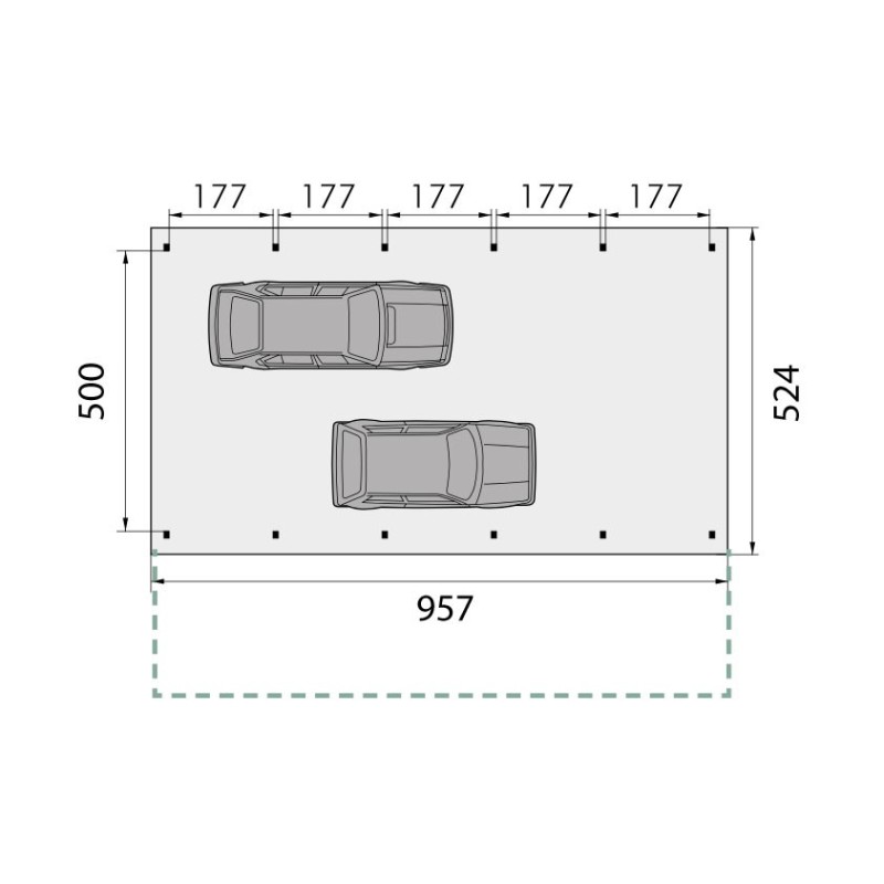 Plan de Carport 2 voitures indépendant ouvert KA25