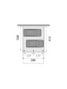 Plan de Carport 2 voitures mural ouvert KB22