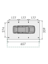 Plan Carport 1 voiture indépendant ouvert A13 - 359 x 657 cm - 15,04m2