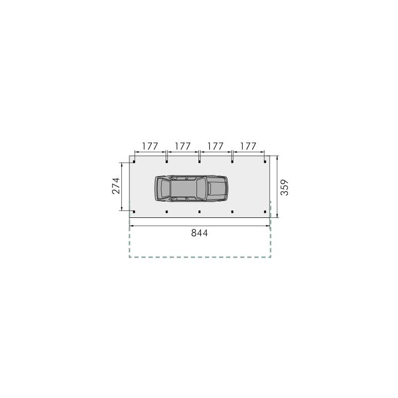 Plan Carport 1 voiture indépendant ouvert A14