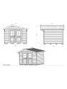 Plan abri de jardin 2 pentes 300 x 260 cm - 7.28m2