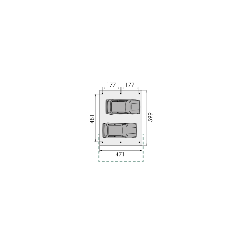 Plan Carport 2 voitures indépendant ouvert A22