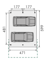 Plan Carport 2 voitures indépendant ouvert A22