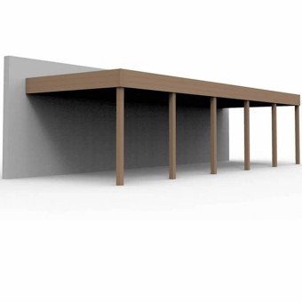 Carport 1 voiture mural ouvert KB15  - 312 x 957 cm - 27,99m2