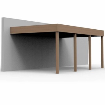 Carport 1 voiture + espace vélos mural ouvert  KB13L - 402 x 579 cm - 21,65m2