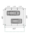 Plan Carport 2 voitures indépendant ouvert A23