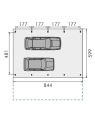 Plan Carport 2 voitures indépendant ouvert A24