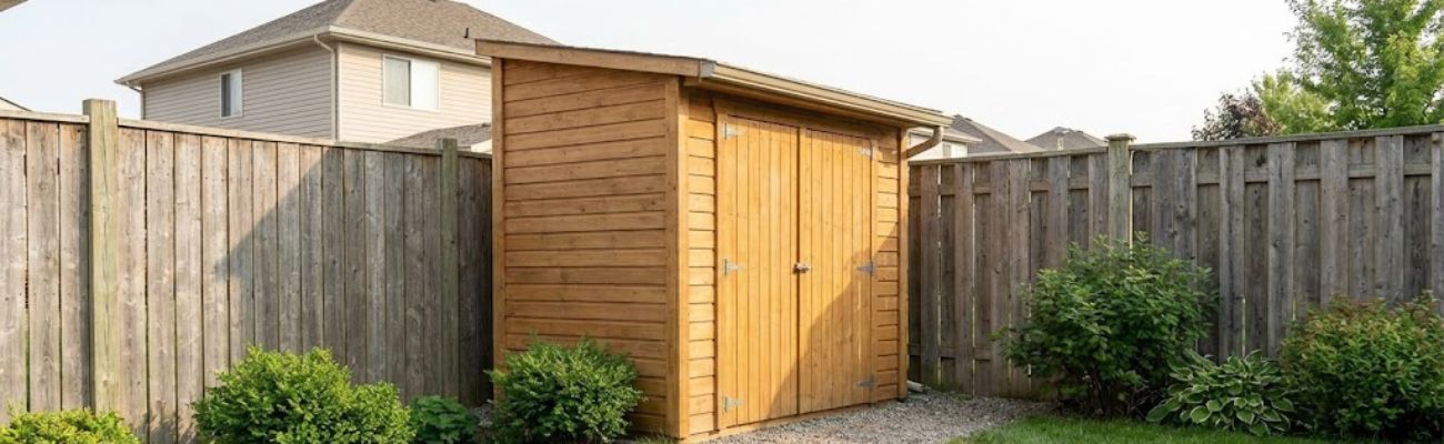 abri de jardin en bois en limite de propriété