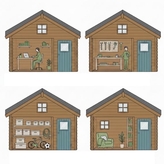 illustrations des usages d'un abri de jardin